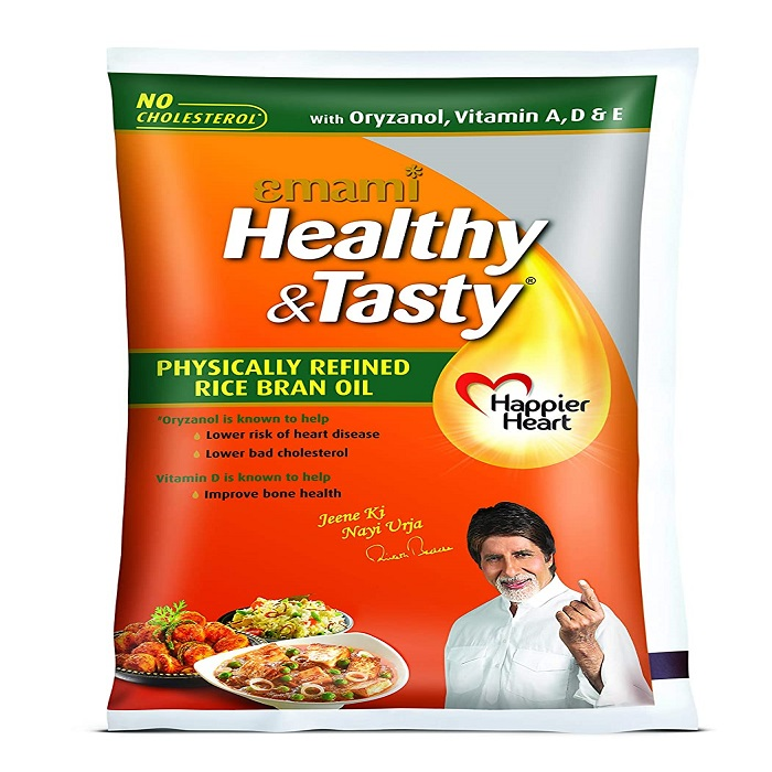 Emami Healthy& Tasty Rice Bran Oil (1Lit) Pack Emami Healthy& Tasty Rice Bran Oil (1Lit) Pack